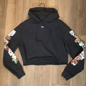 Off-White Flower Shoppe Cropped Graphic Hoodie XS